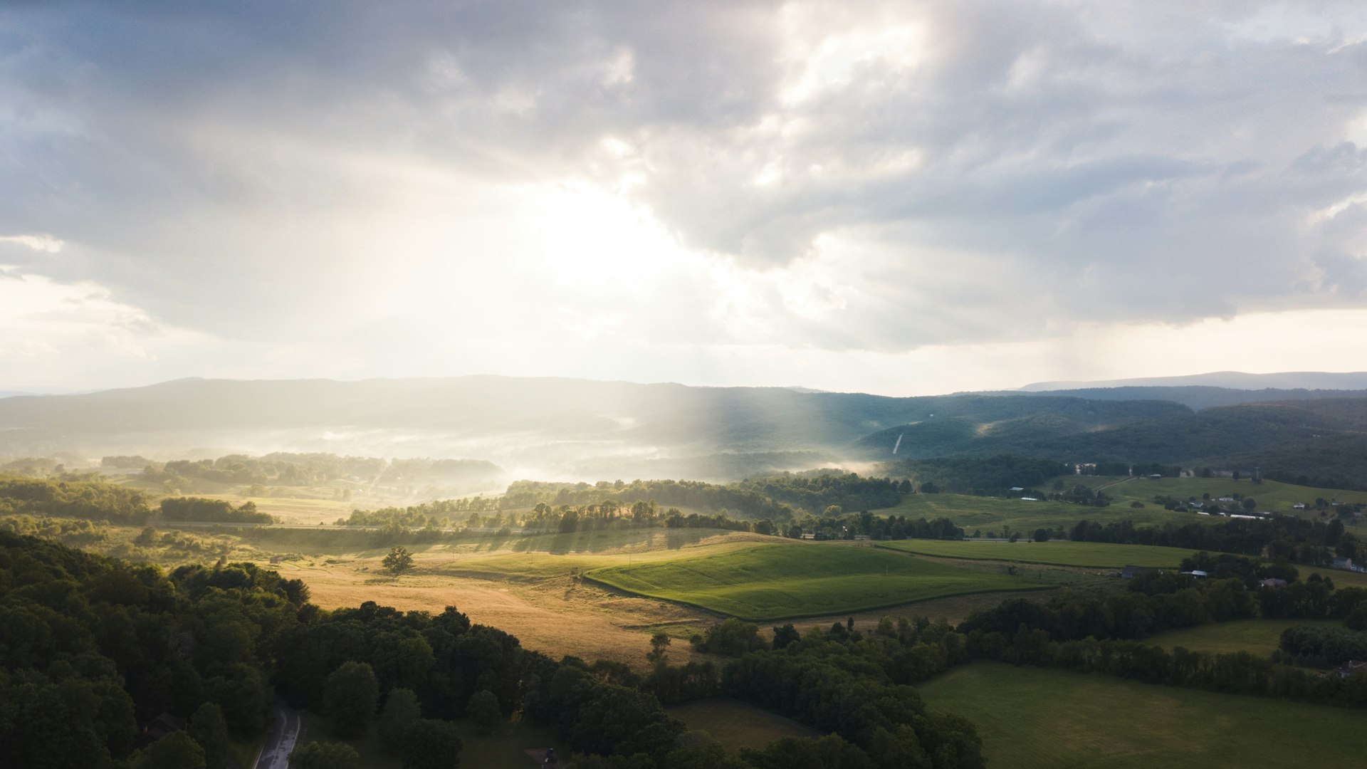 Virginia countryside hills and farmland